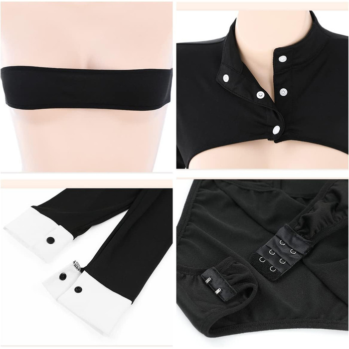 Костюм горничної SINROYEE: сексуальна мереживна піжама для косплею, піжама-бабідол, набір сексуальної французької горничної (білий + чорний), універсальний розмір