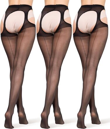 Чулки BANANALU з відкритим кроком, 20 Den, XL, чорний (3 шт.)