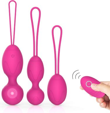 Тренер для впрас для жінок для тренування м'язів тазу з пультом дистанційного керування, набір Кегеля, силіконові м'ячі для контролю сечовипускання та вправ для м'язів тазу (рожевий)