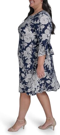 Сукня Tommy Hilfiger Adaptive жіноча 3/4 рукав, трапеція, великі розміри (Sky Captain/Бежевий)