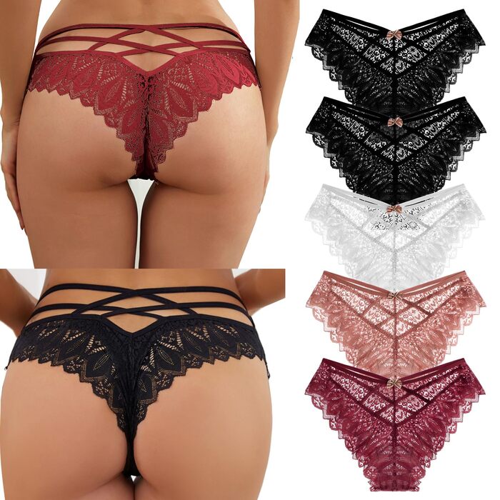 Сет трусиків Shaine 5шт. Танга з мережива для жінок. Зручні, дихаючі, сексуальні трусики-сліпи. Розміри S-XL