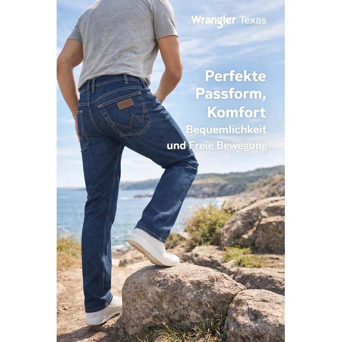 Чоловічі джинси Wrangler Texas Regular Fit Stretch, прямі денімові штани з бавовни, колір Darkstone (Темно-сірий), 34W / 32L