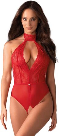 Сексуальний жіночий комплект спідньої білизни Selente Love & Fun з відкритим верхом та сатиновою маскою для очей, Made in EU, M-L, червоний