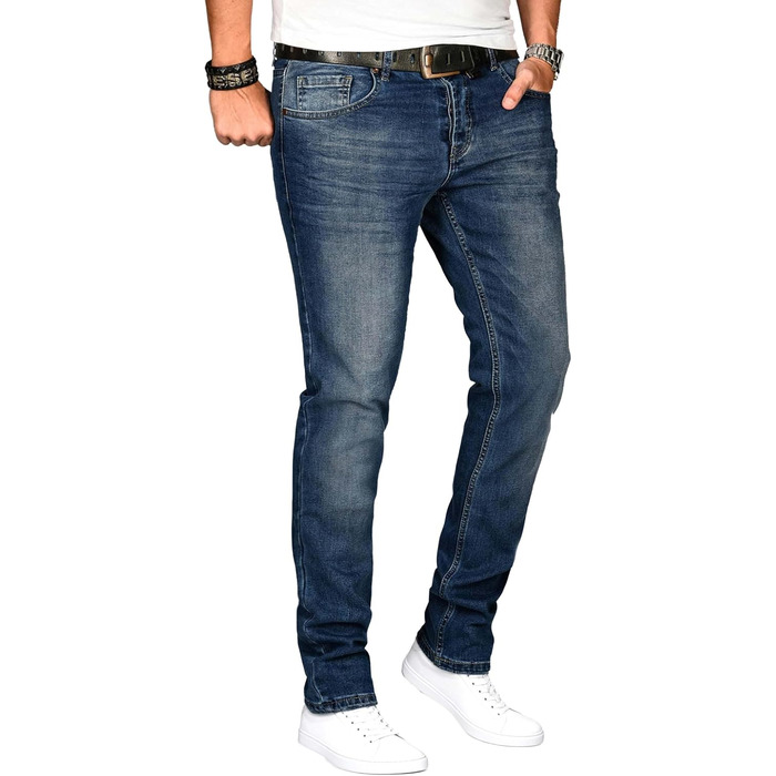 Чоловічі джинси Alessandro Salvarini Slim Fit з ефектом Washed, середньо-сині, стрейч (32W / 32L)