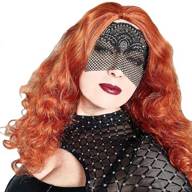 Чорна мереживна півмаска для жінок з червоними стразами – венеціанська маска для маскараду, карнавалу, весілля, вечірки, косплею, бурлеску та Марді Гра (Чорний (золоті стрази))