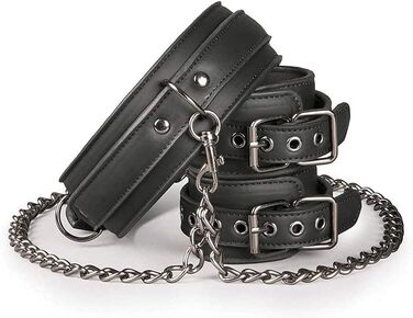 EasyToys Набори наручників з штучної шкіри, регульовані, 80 см, діаметр 11-28 см - для ролей Domina/Dominus