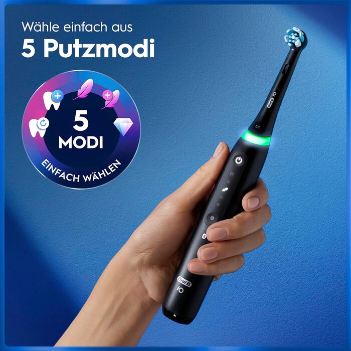 Електрична зубна щітка Oral-B iO Series 5 Matt Black: 5 режимів чищення, насадка та дорожній футляр, чорна