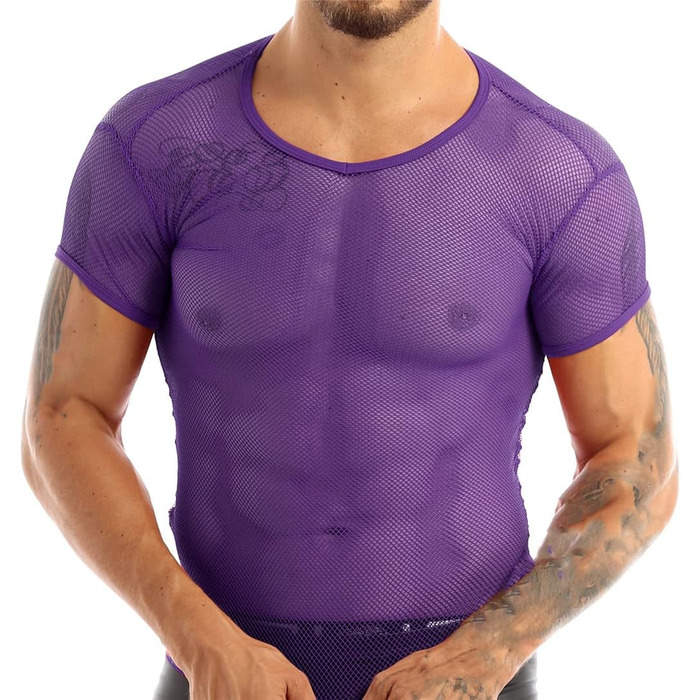 Чоловіча сітчаста футболка з прозорою тканиною для нічного клубу, клубний одяг, прозора майка-топ, футболка 'рибача сітка'