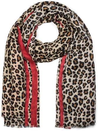 Жіночий шарф styleBREAKER з леопардовим принтом (Animal Print), віскоза, коричнево-червоний