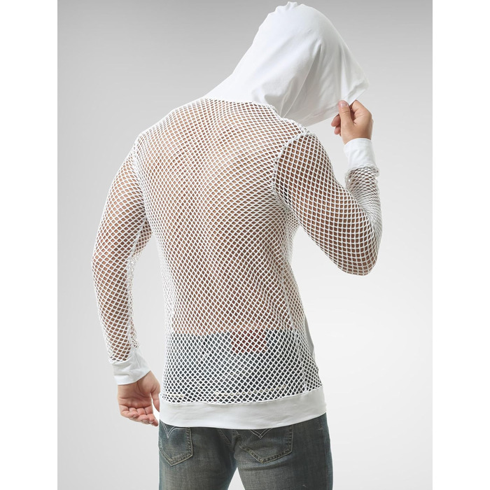 Чоловіча сітчаста сорочка AIEOE, прозора, для клубу, великий розмір XL, білий колір