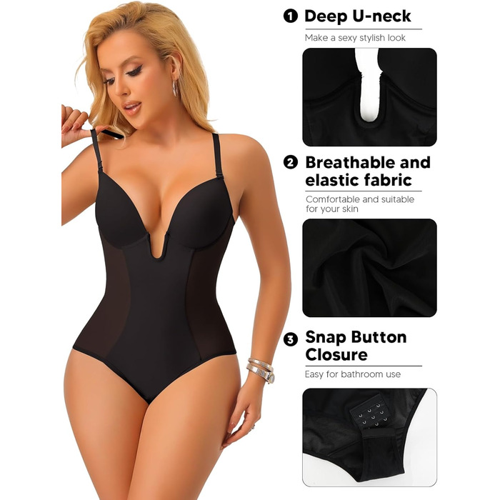 Корсет-боді JoyShaper для жінок, чорний, M: формування фігури, підтримка живота, дихаючі матеріали