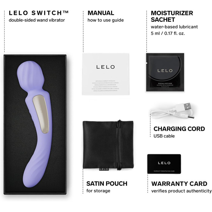 LELO SWITCH - вібратор для жінок з Bluetooth, 12 режимів, двосторонній, фіолетовий