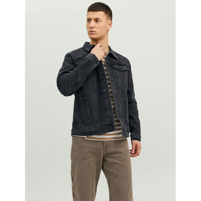 Чоловіча джинсова куртка JACK & JONES чорного кольору, розмір XXL