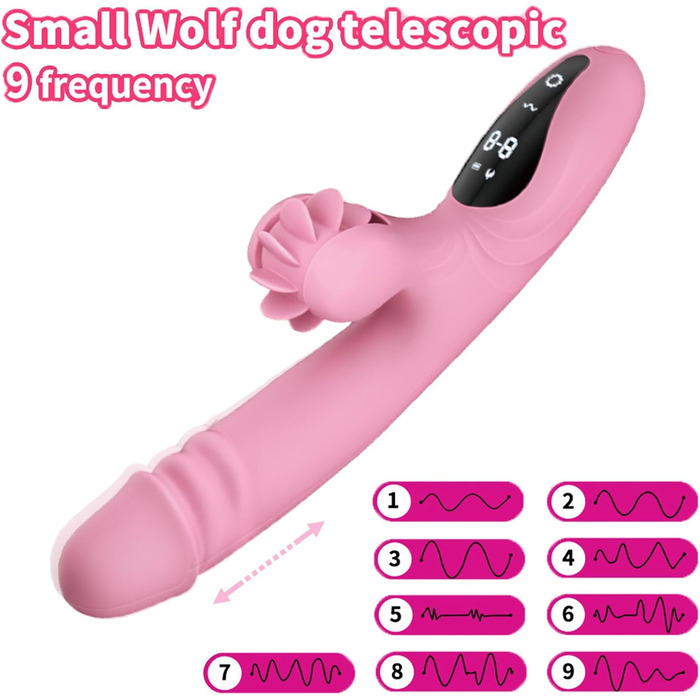 Вібратор для жінок з 9 функціями, нагріванням та G-точкою. Кролик. Рожевий колір