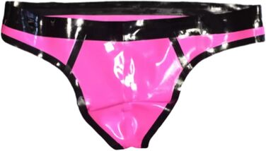 Шорти-боксери чоловічі з латексу VIYOLI, рожеві та чорні, фетиш, танга, T-back, великі розміри (3XL, XXL), ручної роботи