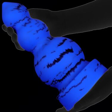 Анальний плагін Jixaxe Riesen з соскою, силікон, XXL, для пар, синій, екстра великий