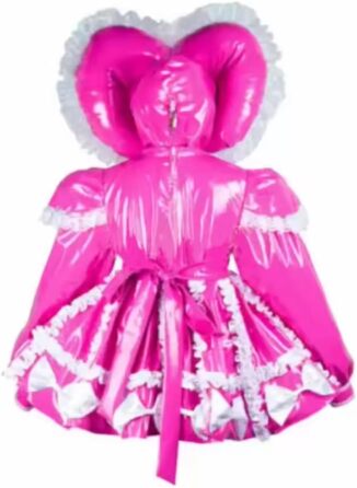 Костюм горничної DDINGHOONQPODFR для жінок: червоне плаття з капелюхом, PVC, Cosplay, на Halloween, з замком, індивідуальний дизайн