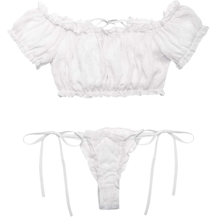 Жіноча спідня білизна, нічна та еротична білизна Deou, труси з високою талією, бюстгальтери, жіночий костюм у стилі хіп-хоп (білий, #9, M)