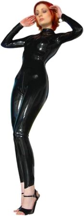 Комбінезон з латексу Palace Civet з фронтальною блискавкою, чорний, унісекс, індивідуальний крій, товщина 0,4 мм