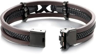 Плетений шкіряний браслет COOLSTEELANDBEYOND з символом нескінченності (цифра 8), коричнево-чорний, унісекс для чоловіків та жінок
