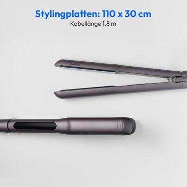 Випрямляч для волосся MEDION HS1 з дисплеєм, 5 рівнів температури (165-210°C), датчиком температури та силіконовим чохлом, чорний