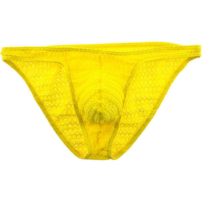 Чоловічі труси-стрінги Faringoto з сітки, дихаючі, сексуальні, бікіні, жовті (M)
