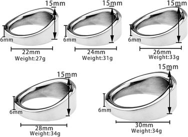 Сталевий кільце для статевого члена з наконечником (5 шт.) - інтимна іграшка для чоловіків, SM, кільце для яєчок, контроль еякуляції