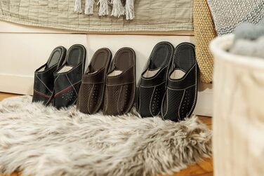 Чоловічі шкіряні капці BeComfy з натуральної шкіри, протиковзальна гумова підошва, анатомічна устілка, чорні, розмір 43 EU