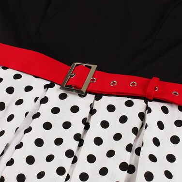 Сукня Rockabilly в стилі 50-х: вінтажна, коротка, з V-подібним вирізом, у горошок, для свят та вечірок (XL, чорно-біла)