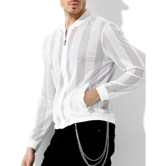 Чоловіча сітчаста сорочка-майка Casey Kevin Herren з прозорою вставкою, розмір M, колір білий
