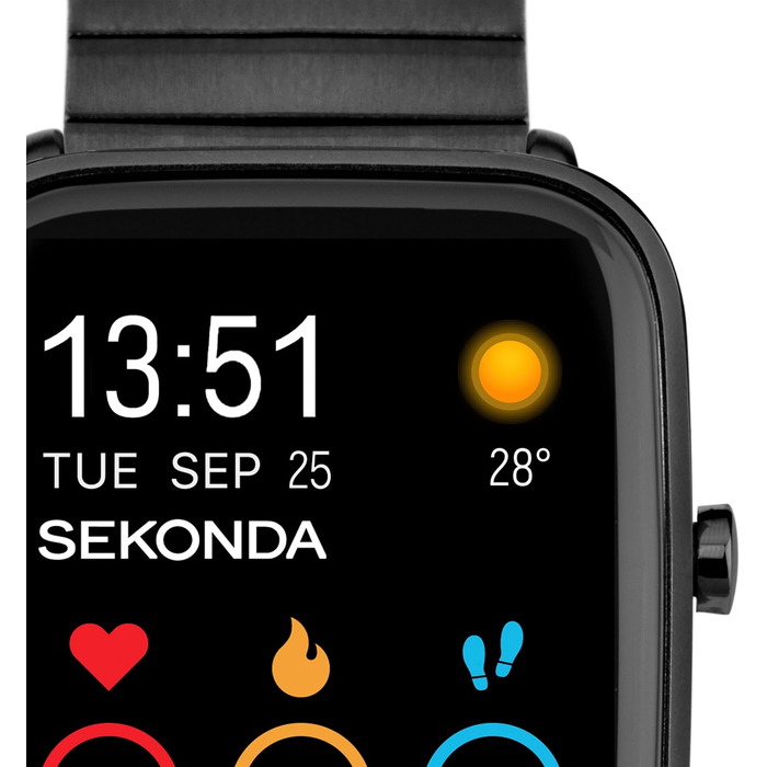 Смарт-годинник Sekonda Motion Plus 36 мм з рожевим силіконовим ремінцем та чорним сталевим корпусом, 30224
