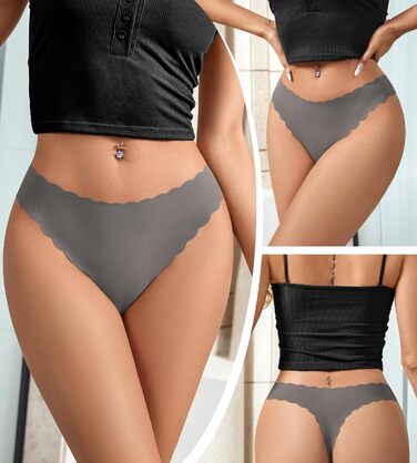 Штани жіночі SHARICCA Nahtose Seamess, Сліпи, Танга, Хіпстер, Сліпи, Сексі, Зручні, XS-3X (Сірий)