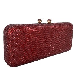 Жіночий вечірній клатч Boutique De FGG з кристалами та стразами для весіль та вечірок, міні-сумка бордового кольору
