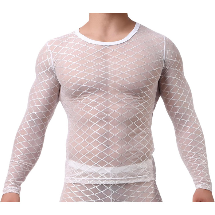 Футболка Maeau з сіткою та ромбом, прозора, спортивна, для чоловіків, розмір M-X (L, білий)
