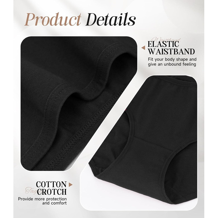 Танстк (TANSTC) жіночі труси-сліпи з бавовни, 6 шт. в упаковці, низька посадка, еластичні, дихаючі, чорний, XL