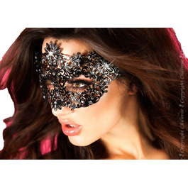 Чіліроуз Чорна маска для жінок з мідним декором та блискучими кристалами та атласними стрічками