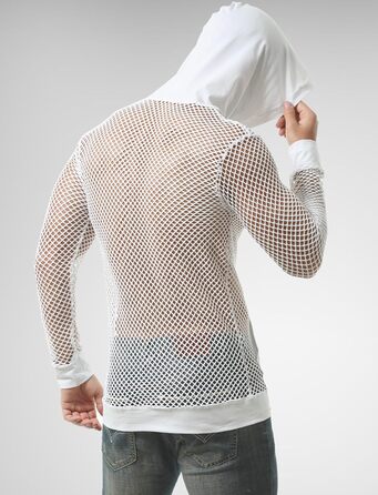 Чоловіча сітчаста сорочка AIEOE, прозора, для клубу, великий розмір XL, білий колір