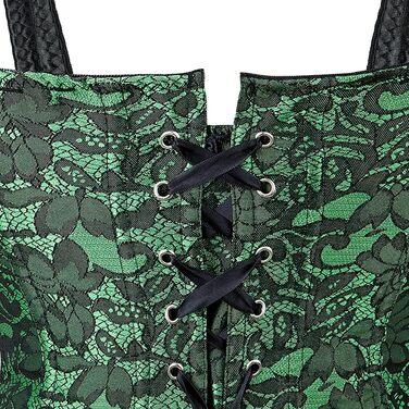 Корсет Vollbrust з блискавкою для жінок, готичний стиль (M, Зелений)