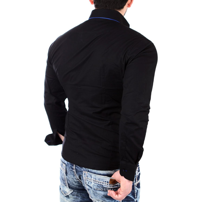 Чоловіча сорочка Reslad Slim Fit з довгим рукавом Alabama RS-7050, чорно-синя