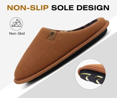 Чоловічі домашні капці ONCAI з ефектом пам'яті (Memory Foam), утеплені штучним хутром, з гумовою підошвою для дому та вулиці, Khaki, розмір 49 EU