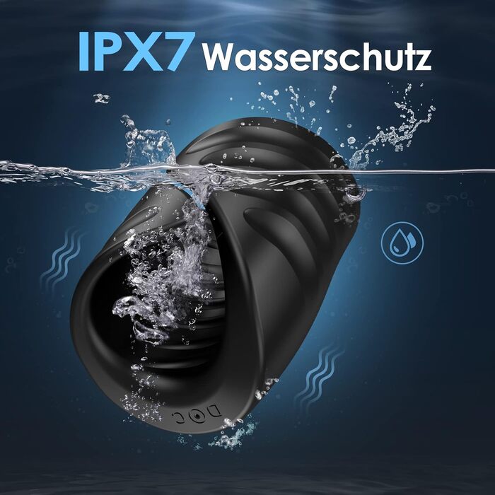 Інтимний масажер для пар з 9 вібраціями та функцією постукування, керування через додаток, подвійні кільця, презервативна накладка, чорний