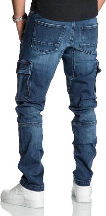 Чоловічі джинси-карго REPUBLIX Regular Slim Denim з ефектом Destroyed, темно-сині, модель R7977