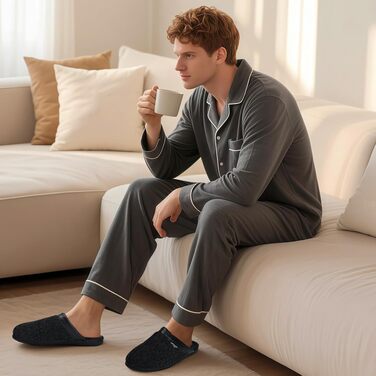 Чоловічі зимові капці WateLves з пам'яттю (Memory Foam), фетрові тампони з антиковзаючою підошвою для дому та вулиці, чорні, розмір 43 EU