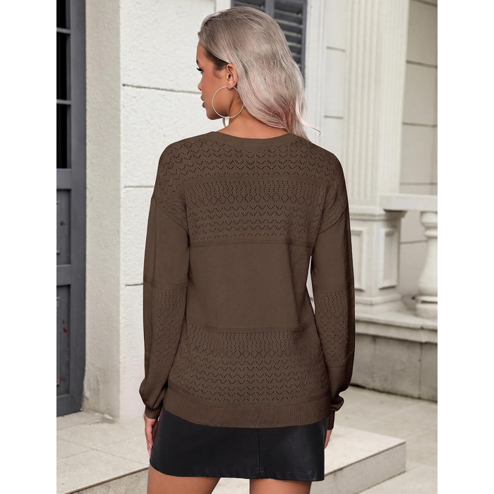 Жіночий в'язаний светр Zeagoo з V-подібним вирізом, осінньо-зимовий пуловер у шоколадно-коричневому кольорі, розмір XXL