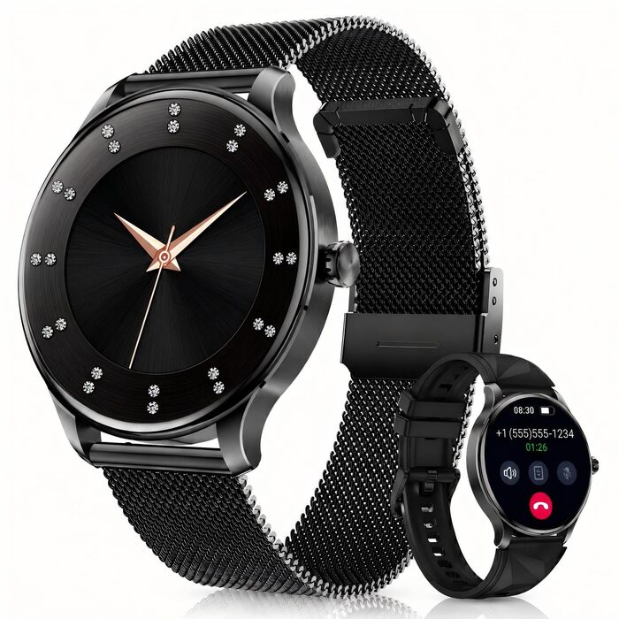 Смарт-годинник WalkerFit для жінок, круглий AMOLED дисплей 1.43