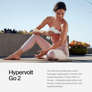 Перкусійний масажер Hyperice Hypervolt Go 2 для глибокого масажу тканин, чорно-білий