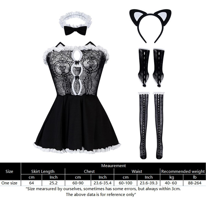 Костюм горничної SNOMYRS: сет сексуальної котячої нижньої білизни, аніме косплей, мереживна сукня Лоліти, сором'язливий стиль, комплект з носками та котячими вушками