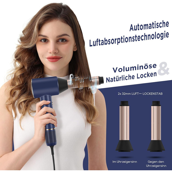 Професійний фен для волосся PARWIN PRO BEAUTY Air-Sonic з HD-LED дисплеєм, безщітковим мотором 110,000 об/хв та іонізацією (200 млн негативних іонів), швидка сушка 25 м/с, колір Прусський синій