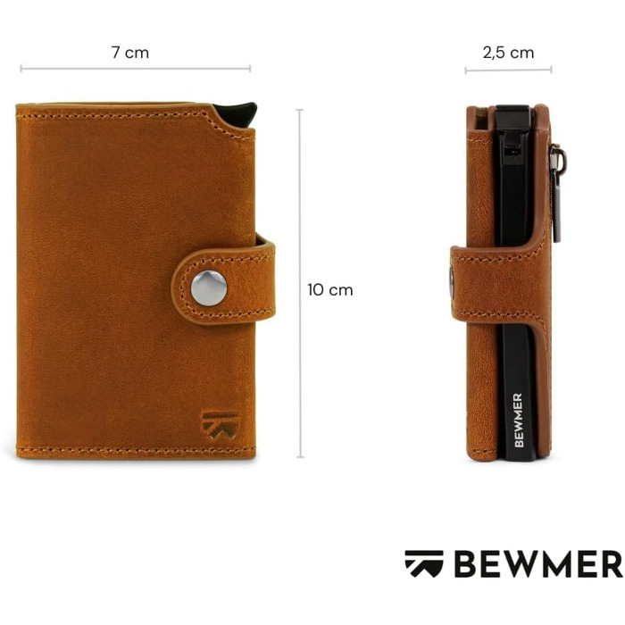 Слім-гаманець BEWMER v2 з RFID-захистом та монетницею для чоловіків та жінок, картхолдер з антиклонінгом для купюр та 9 кредитних карток (Кофе-чорний)