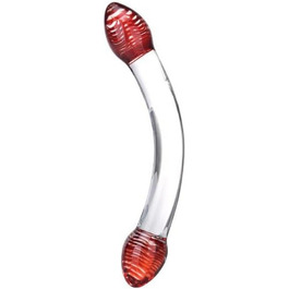 Glas Head Double Dildo Red Rot 1 Stück (1er Pack) - Секс-іграшка для пар, червоний, скляна головка